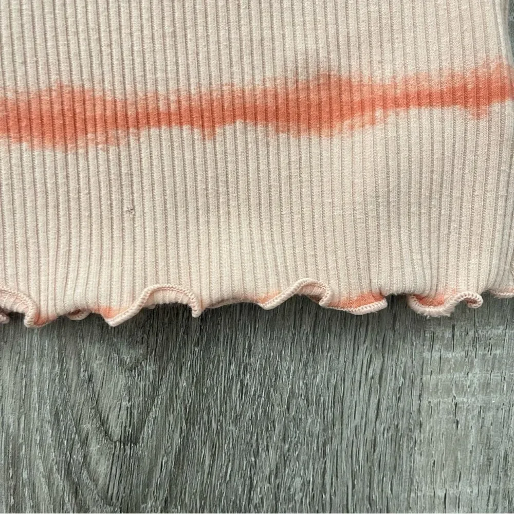 Old Navy Girl’s Orange Tie-Dye Striped Pullover Ribbed Short Sleeve Top Size 8